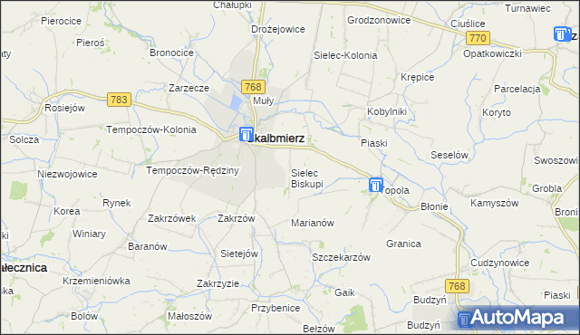 mapa Sielec Biskupi, Sielec Biskupi na mapie Targeo