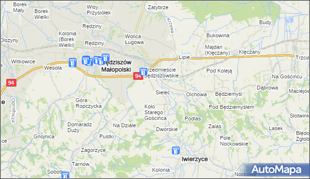mapa Sielec gmina Iwierzyce, Sielec gmina Iwierzyce na mapie Targeo