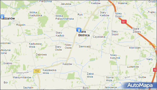 mapa Siemiradz gmina Stara Błotnica, Siemiradz gmina Stara Błotnica na mapie Targeo