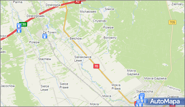 mapa Sierakowice Prawe, Sierakowice Prawe na mapie Targeo