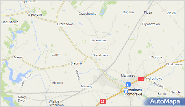 mapa Sierakowo gmina Kowalewo Pomorskie, Sierakowo gmina Kowalewo Pomorskie na mapie Targeo