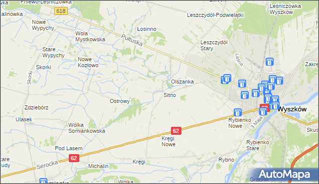 mapa Sitno gmina Wyszków, Sitno gmina Wyszków na mapie Targeo