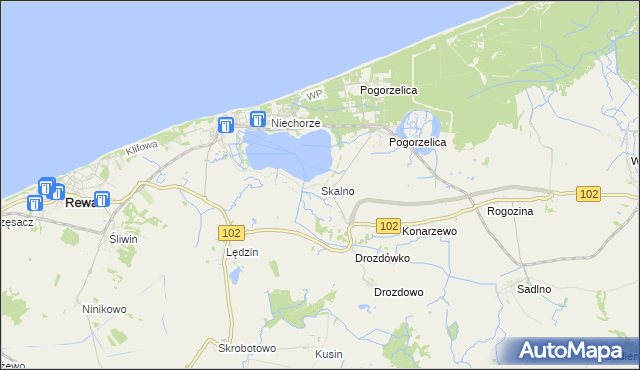 mapa Skalno gmina Karnice, Skalno gmina Karnice na mapie Targeo
