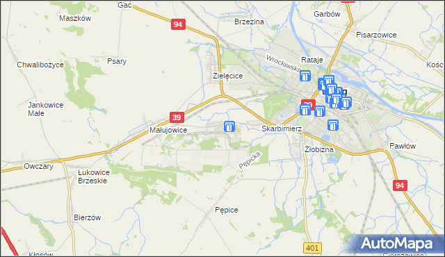 mapa Skarbimierz-Osiedle, Skarbimierz-Osiedle na mapie Targeo