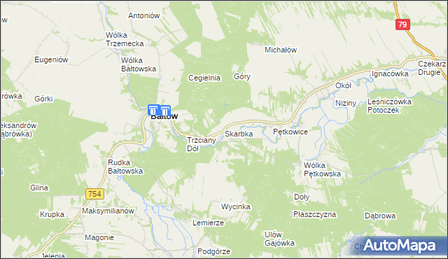 mapa Skarbka, Skarbka na mapie Targeo