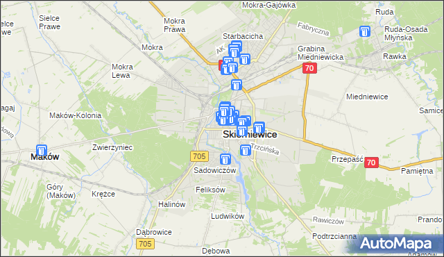mapa Skierniewic, Skierniewice na mapie Targeo