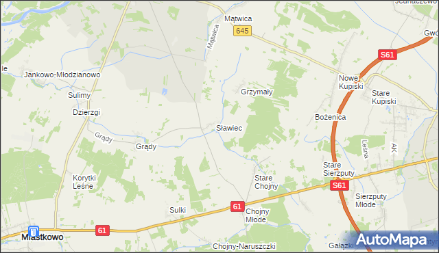 mapa Sławiec Dworski, Sławiec Dworski na mapie Targeo