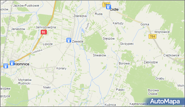 mapa Śliwaków, Śliwaków na mapie Targeo