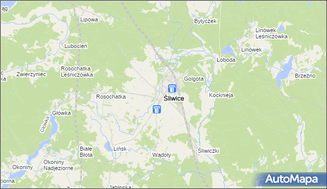 mapa Śliwice powiat tucholski, Śliwice powiat tucholski na mapie Targeo