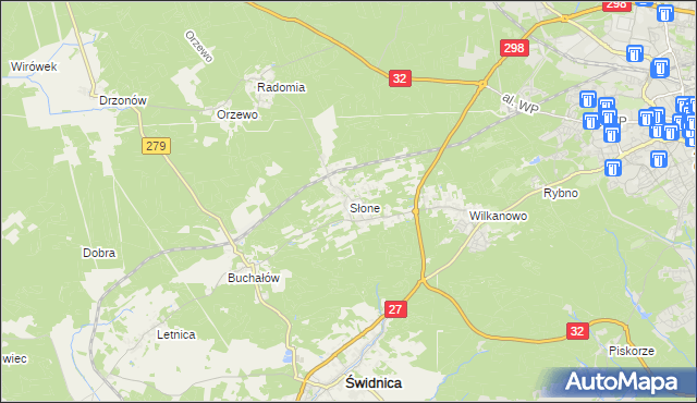 mapa Słone gmina Świdnica, Słone gmina Świdnica na mapie Targeo