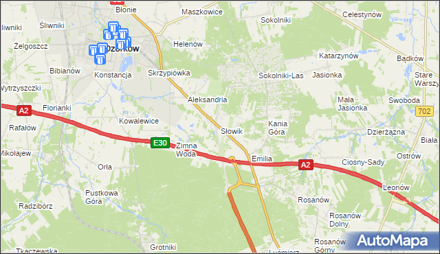 mapa Słowik gmina Zgierz, Słowik gmina Zgierz na mapie Targeo