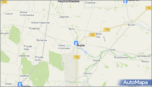 mapa Słupia powiat skierniewicki, Słupia powiat skierniewicki na mapie Targeo