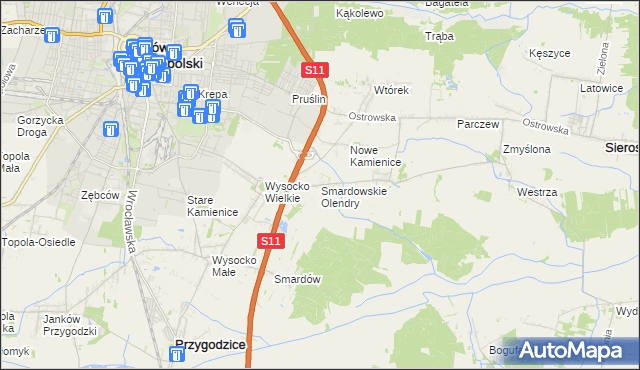 mapa Smardowskie Olendry, Smardowskie Olendry na mapie Targeo