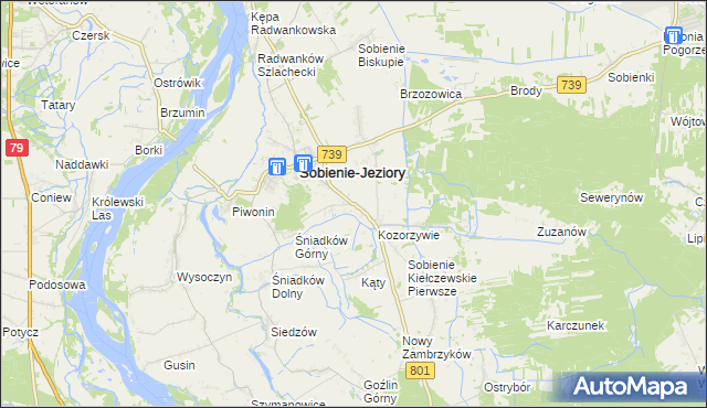 mapa Sobienie Kiełczewskie Drugie, Sobienie Kiełczewskie Drugie na mapie Targeo