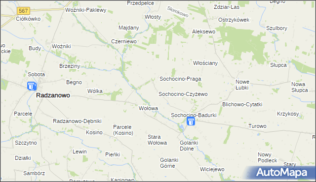 mapa Sochocino-Czyżewo, Sochocino-Czyżewo na mapie Targeo