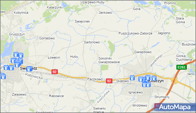 mapa Sokolniki Gwiazdowskie, Sokolniki Gwiazdowskie na mapie Targeo