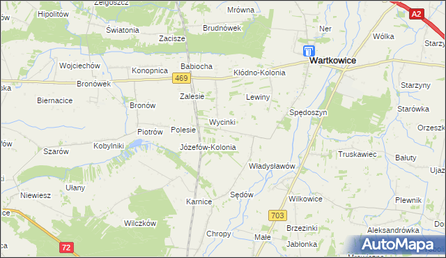 mapa Spędoszyn-Kolonia, Spędoszyn-Kolonia na mapie Targeo