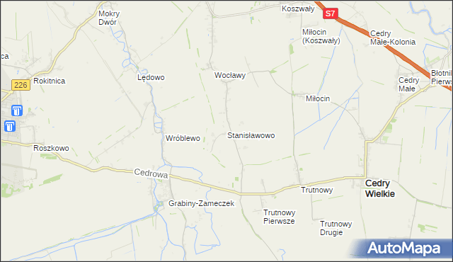 mapa Stanisławowo gmina Cedry Wielkie, Stanisławowo gmina Cedry Wielkie na mapie Targeo