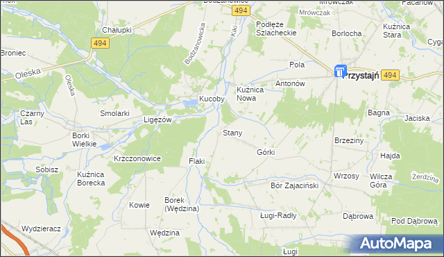 mapa Stany gmina Przystajń, Stany gmina Przystajń na mapie Targeo