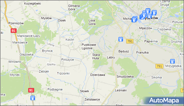 mapa Stara Huta gmina Koziegłowy, Stara Huta gmina Koziegłowy na mapie Targeo