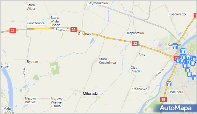 mapa Stara Kościelnica, Stara Kościelnica na mapie Targeo