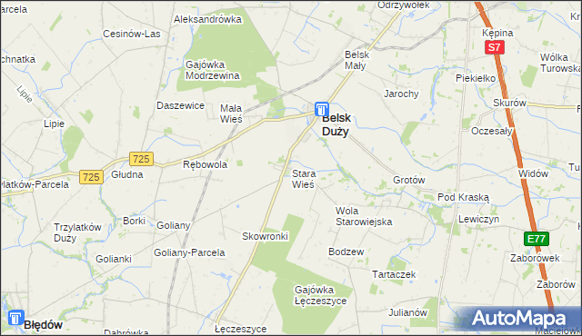 mapa Stara Wieś gmina Belsk Duży, Stara Wieś gmina Belsk Duży na mapie Targeo