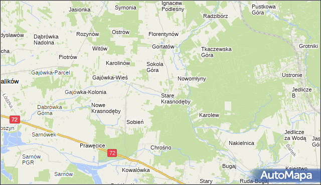 mapa Stare Krasnodęby, Stare Krasnodęby na mapie Targeo