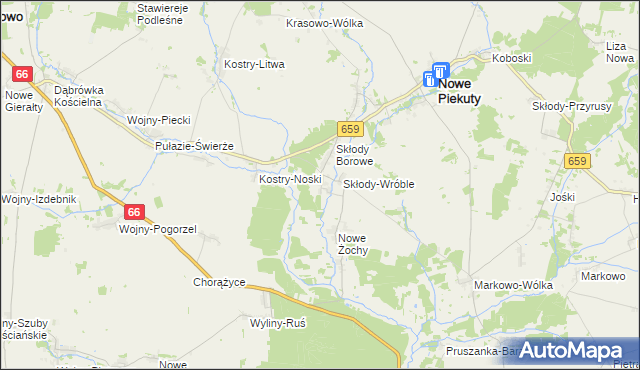 mapa Stare Żochy, Stare Żochy na mapie Targeo