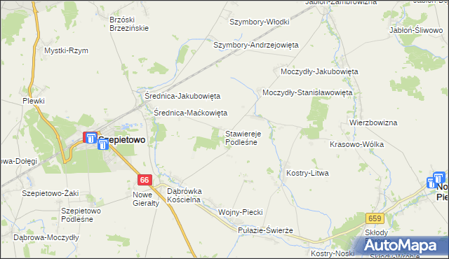 mapa Stawiereje Podleśne, Stawiereje Podleśne na mapie Targeo