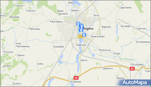 mapa Stawiska gmina Mogilno, Stawiska gmina Mogilno na mapie Targeo
