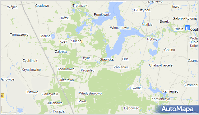 mapa Stawiska gmina Piotrków Kujawski, Stawiska gmina Piotrków Kujawski na mapie Targeo