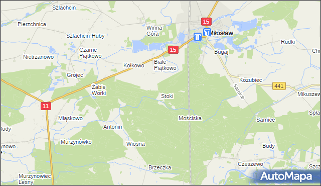 mapa Stoki gmina Miłosław, Stoki gmina Miłosław na mapie Targeo