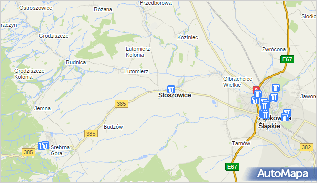 mapa Stoszowice, Stoszowice na mapie Targeo