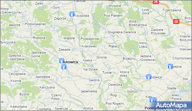 mapa Stronie gmina Łukowica, Stronie gmina Łukowica na mapie Targeo