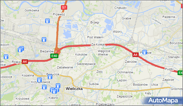 mapa Strumiany gmina Wieliczka, Strumiany gmina Wieliczka na mapie Targeo