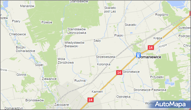 mapa Strzebieszew, Strzebieszew na mapie Targeo