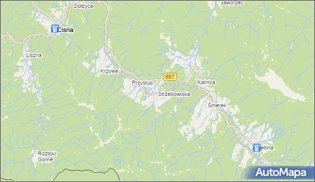 mapa Strzebowiska, Strzebowiska na mapie Targeo