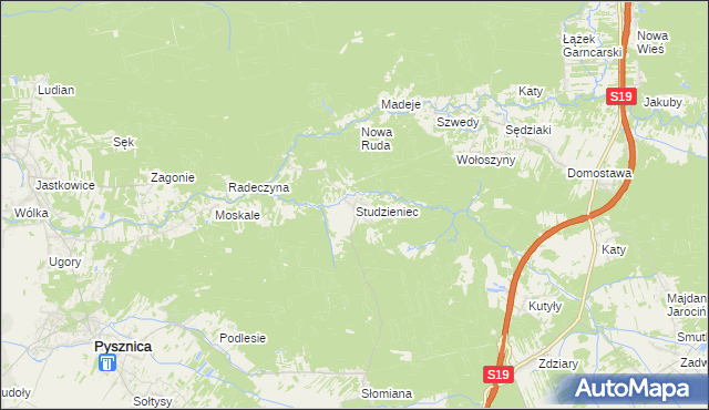 mapa Studzieniec gmina Pysznica, Studzieniec gmina Pysznica na mapie Targeo