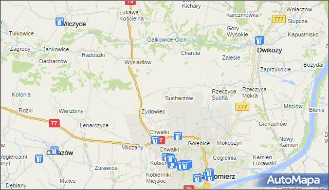 mapa Sucharzów, Sucharzów na mapie Targeo