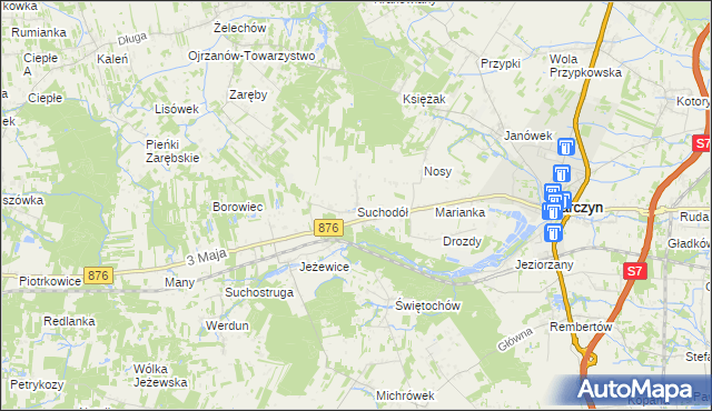 mapa Suchodół gmina Tarczyn, Suchodół gmina Tarczyn na mapie Targeo
