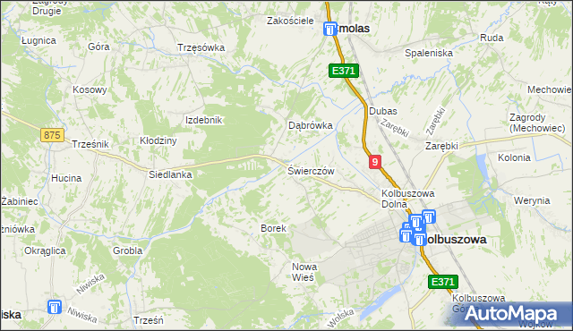 mapa Świerczów gmina Kolbuszowa, Świerczów gmina Kolbuszowa na mapie Targeo