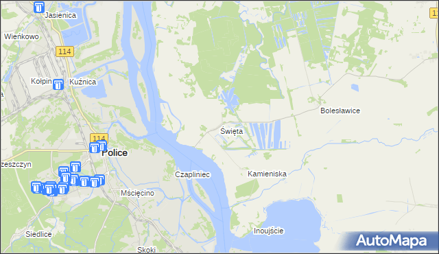 mapa Święta gmina Goleniów, Święta gmina Goleniów na mapie Targeo