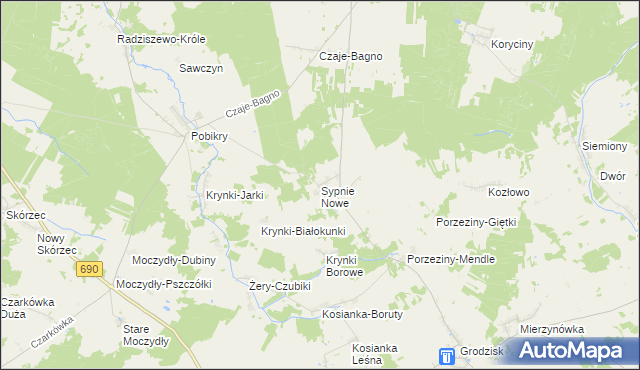 mapa Sypnie Nowe, Sypnie Nowe na mapie Targeo