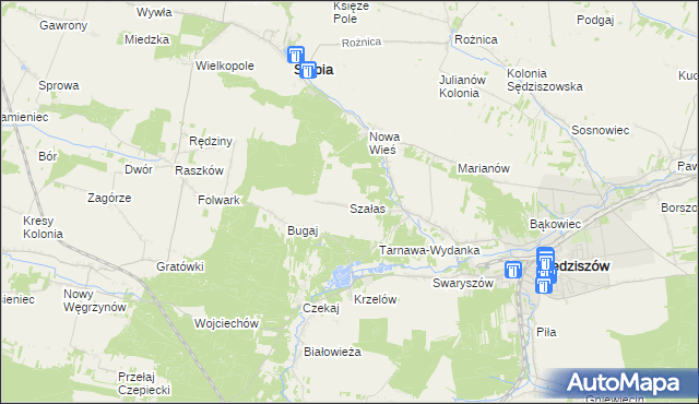 mapa Szałas gmina Sędziszów, Szałas gmina Sędziszów na mapie Targeo