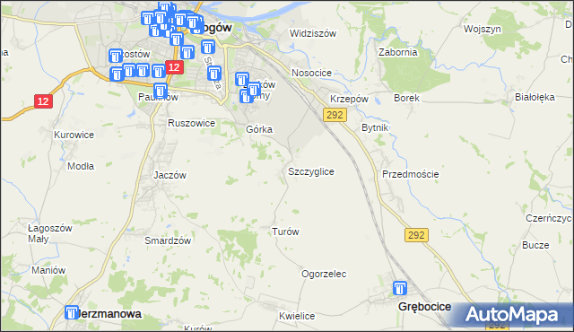 mapa Szczyglice gmina Głogów, Szczyglice gmina Głogów na mapie Targeo