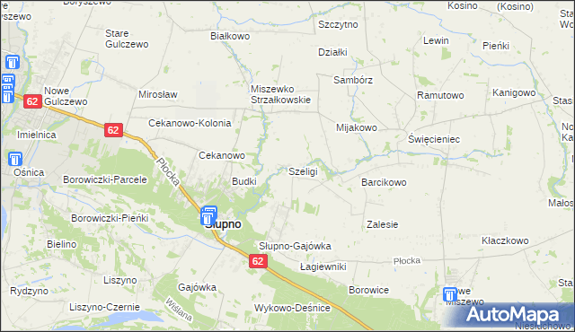 mapa Szeligi gmina Słupno, Szeligi gmina Słupno na mapie Targeo