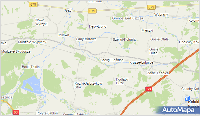 mapa Szeligi-Leśnica, Szeligi-Leśnica na mapie Targeo