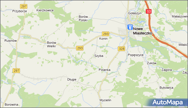 mapa Szyba gmina Nowe Miasteczko, Szyba gmina Nowe Miasteczko na mapie Targeo