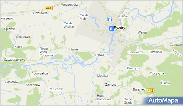mapa Tarnowa gmina Pyzdry, Tarnowa gmina Pyzdry na mapie Targeo