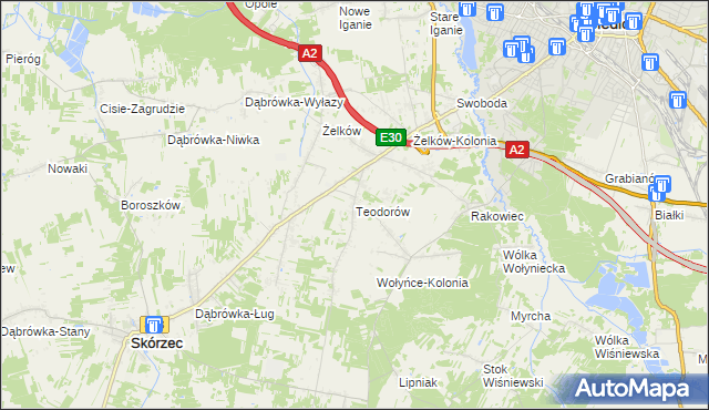 mapa Teodorów gmina Skórzec, Teodorów gmina Skórzec na mapie Targeo